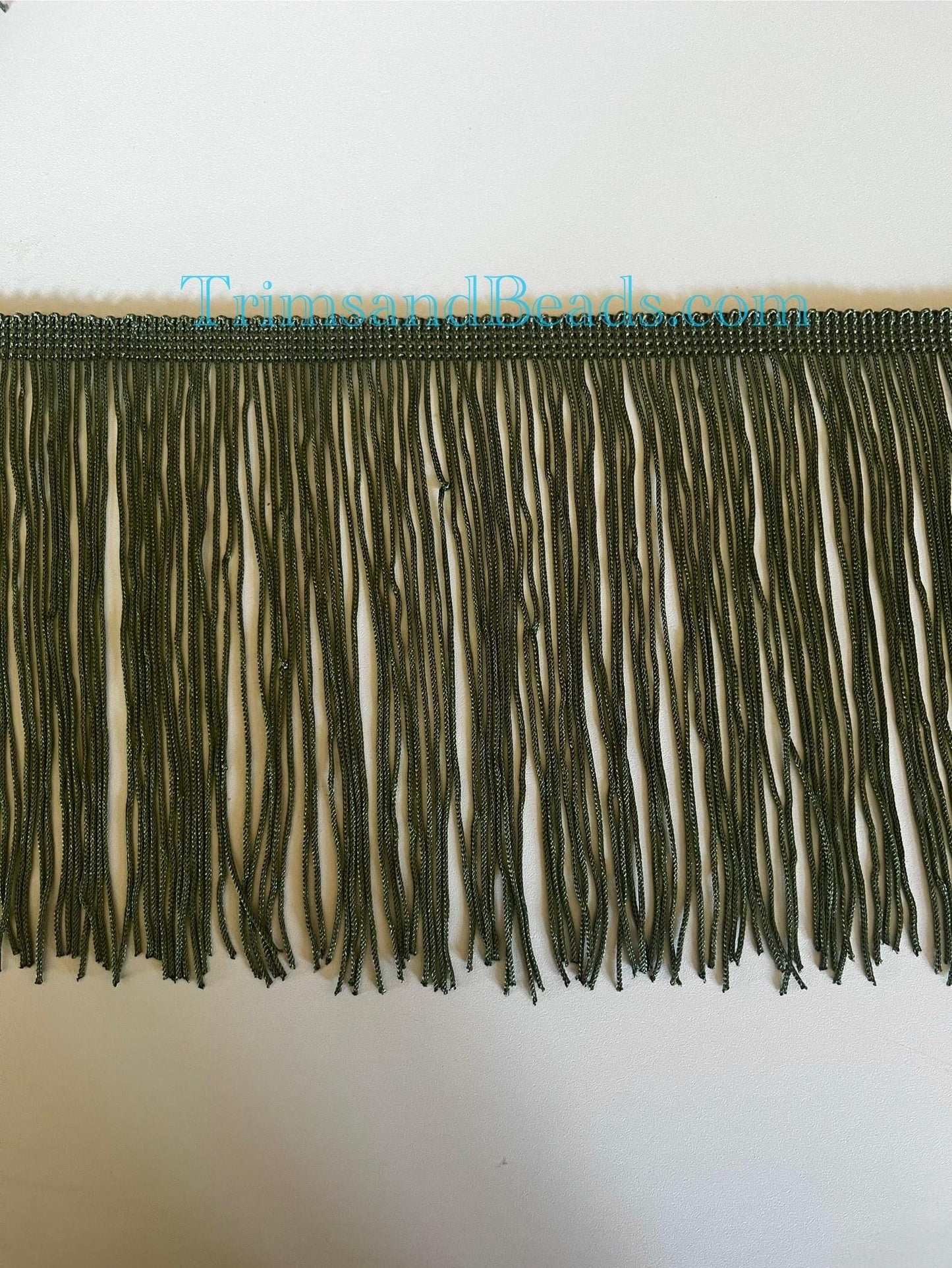 10 Yard Bolt 6" OLIVE GREEN Chainette Fabric Fringe Lampshade Lamp Costume Trim