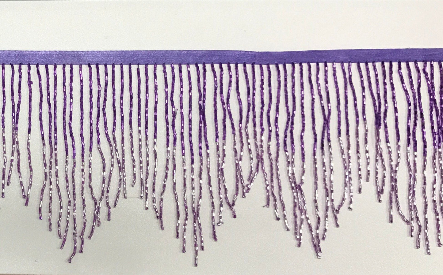 5 Yard Bolt- 6.5" Dark Purple/Lilac Ombre Ombré Chevron Glass BUGLE Bead Beaded Fringe Lamp Costume Trim Variegated