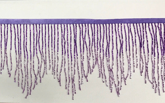 5 Yard Bolt- 6.5" Dark Purple/Lilac Ombre Ombré Chevron Glass BUGLE Bead Beaded Fringe Lamp Costume Trim Variegated
