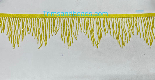 5 Yard Bolt-4/4.5" YELLOW Glass BUGLE Bead CHEVRON Beaded Fringe Lamp Costume Trim Variegated