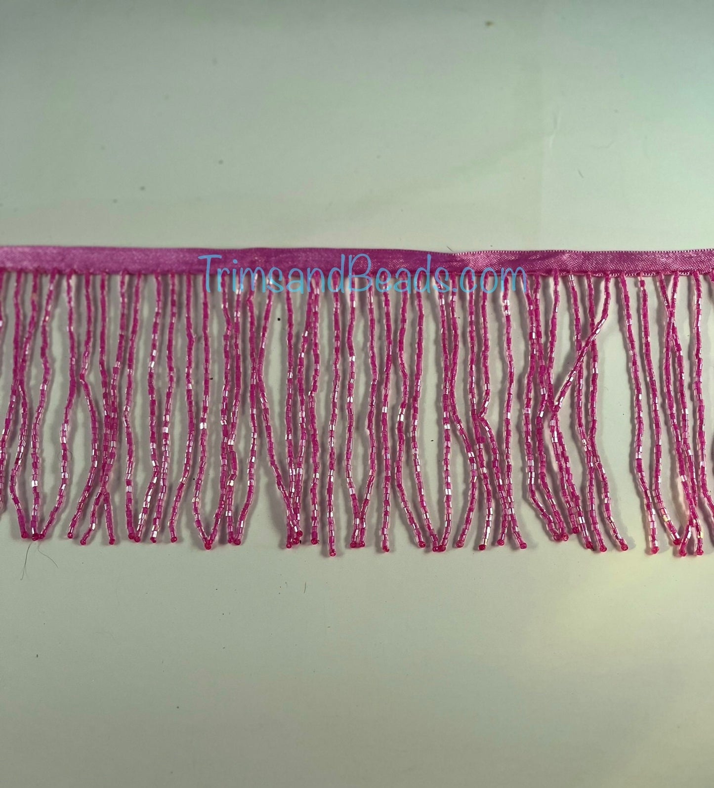 5 yard bolt 4/4.5" HOT PINK Glass BUGLE Bead Beaded Fringe Lamp Costume Trim