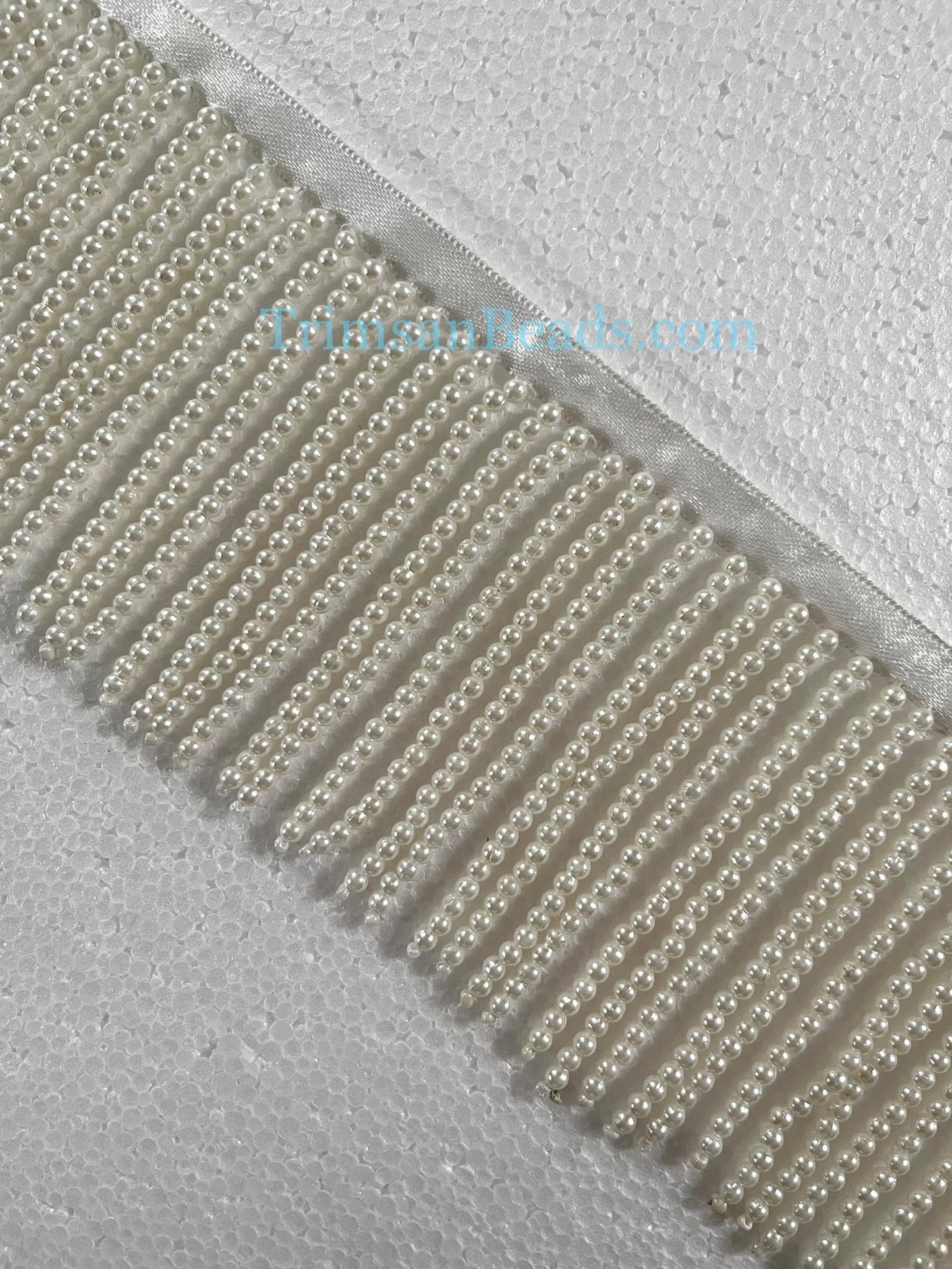 3" Faux PEARL Bead Beaded Fringe Lamp Costume Trim by the Yard
