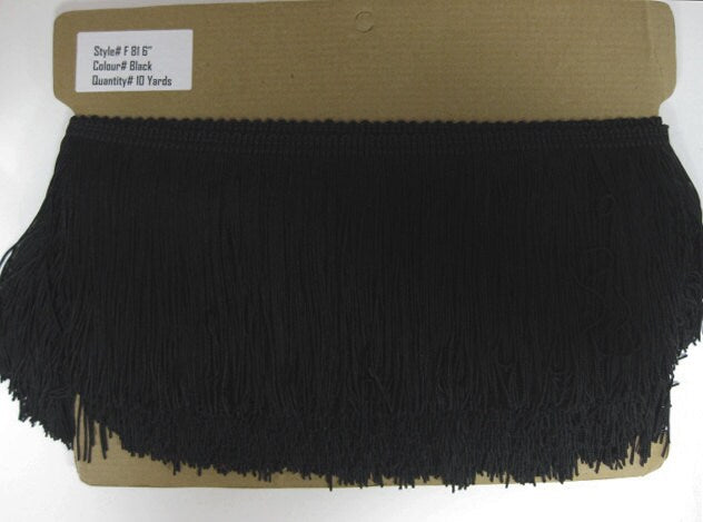 By the Yard-DOUBLE STRAND-6" Black CHAINETTE Fabric Fringe Lampshade Lamp Costume Trim