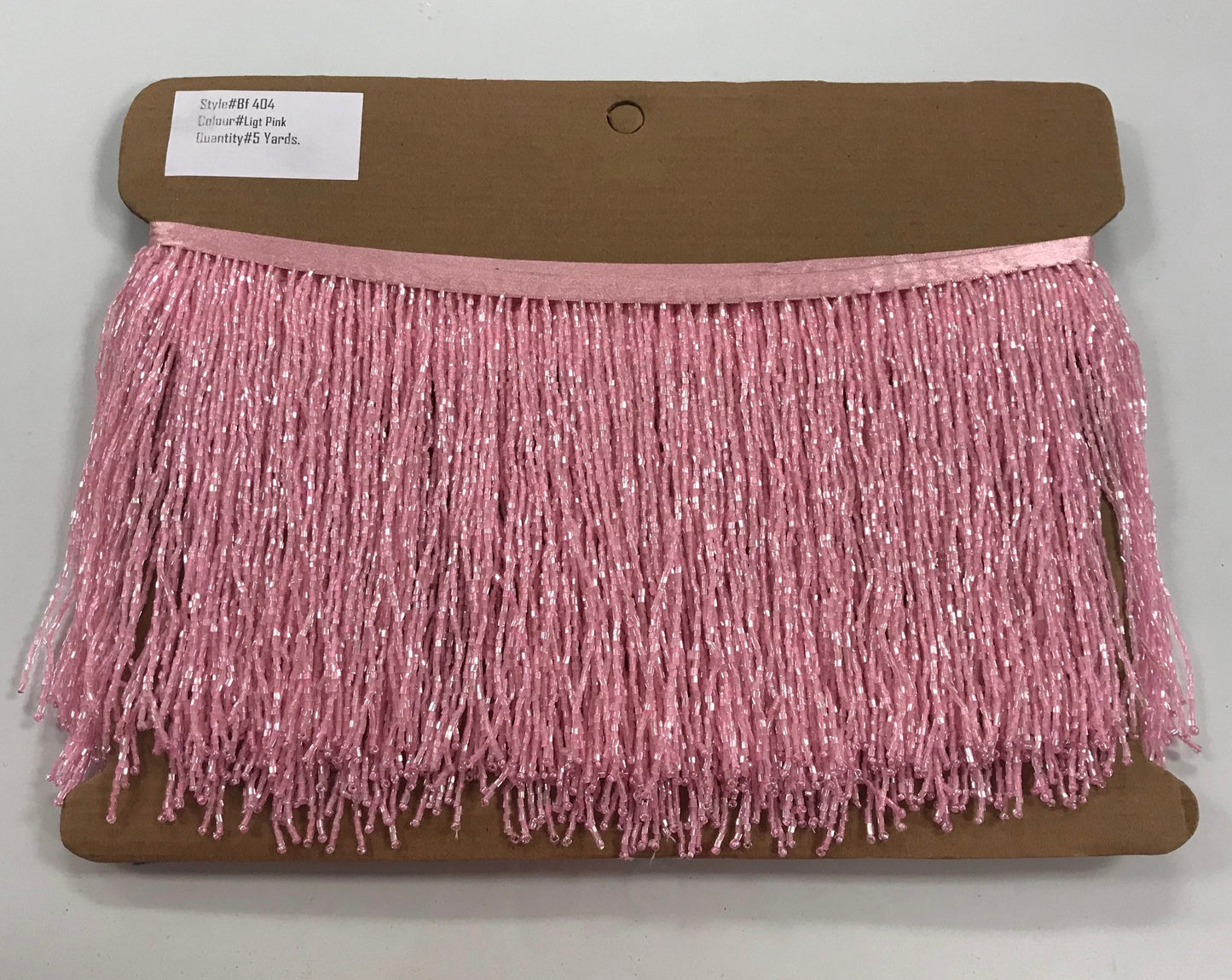 5 yard bolt 6.5/6" PINK Glass BUGLE Bead Beaded Fringe Lamp Costume Trim