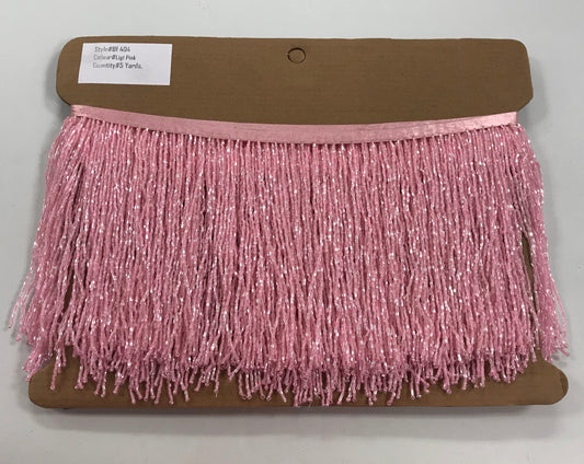 5 yard bolt 6.5/6" PINK Glass BUGLE Bead Beaded Fringe Lamp Costume Trim
