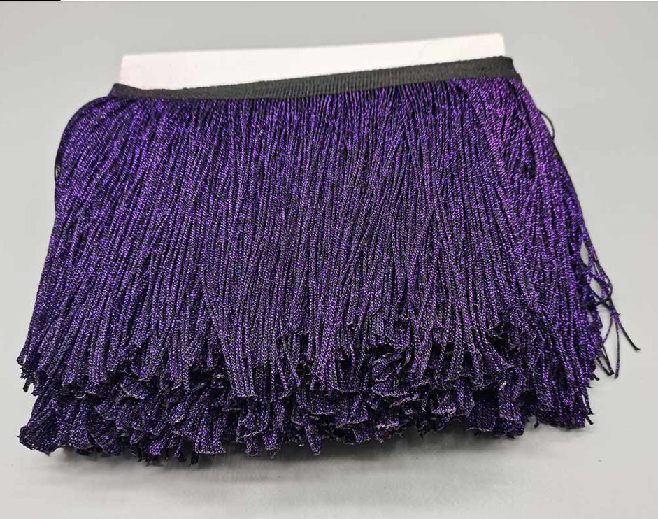 By the Yard-6" METALLIC PURPLE Chainette Fabric Fringe Lampshade Lamp Costume Trim