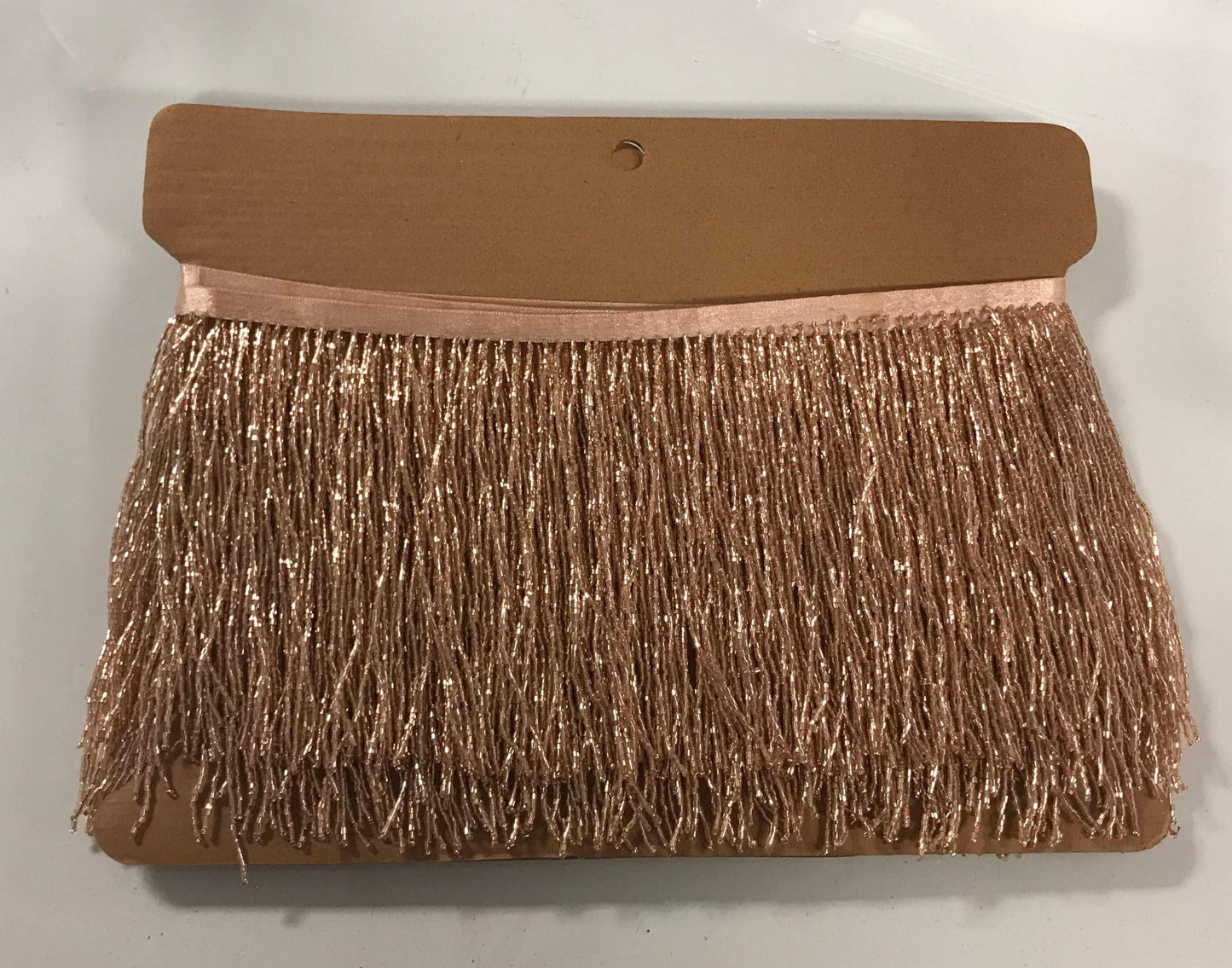 5 Yard Bolt-6.5" ROSE GOLD Glass BUGLE Bead Beaded Fringe Lamp Costume Trim