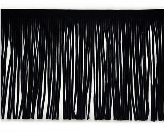 By the Yard-6" Black Faux Suede Leather Fringe Lampshade Lamp Costume Purse Bag Trim