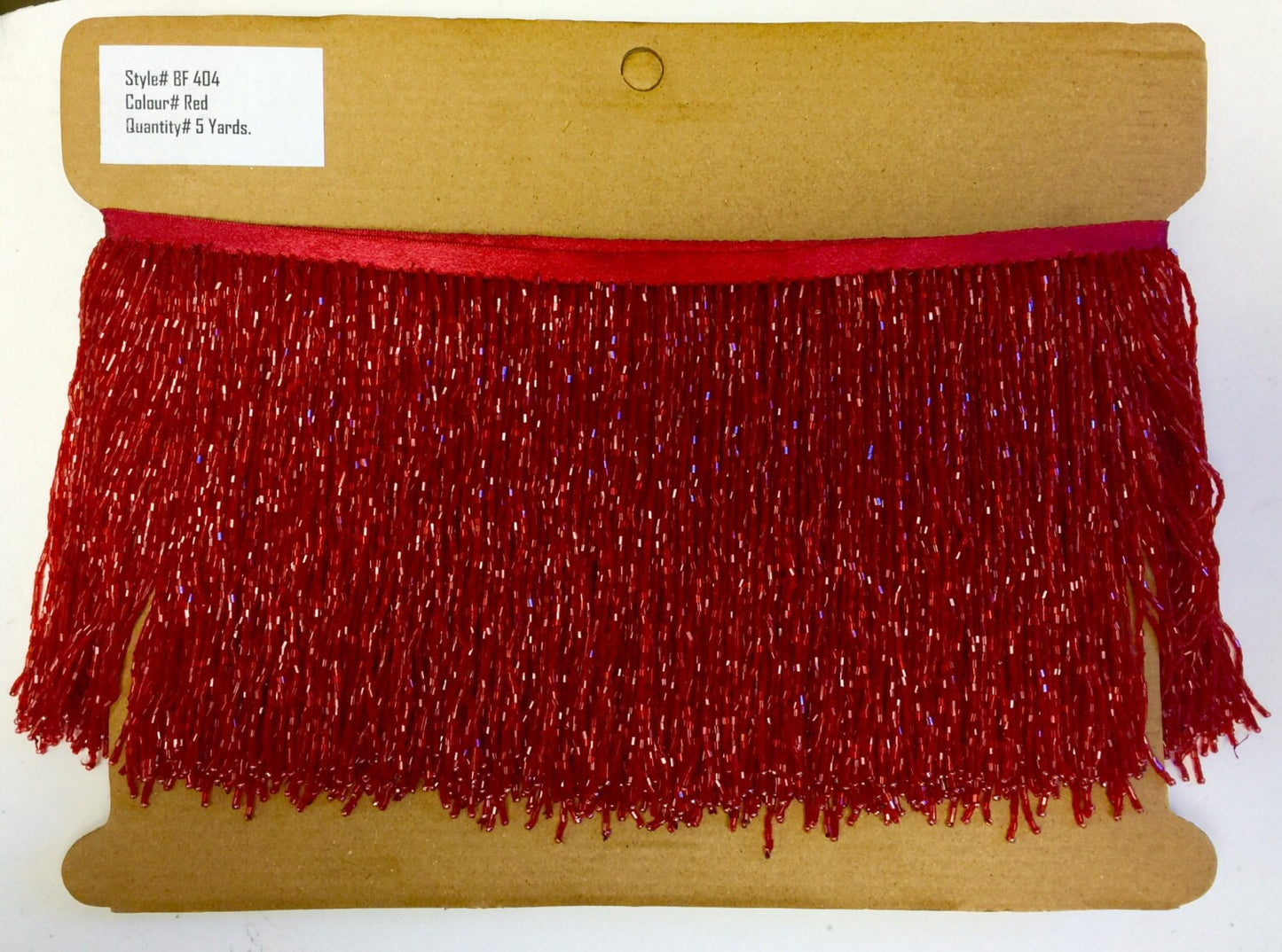 5 yard bolt 6.5/6" RED Glass BUGLE Bead Beaded Fringe Lamp Costume Trim