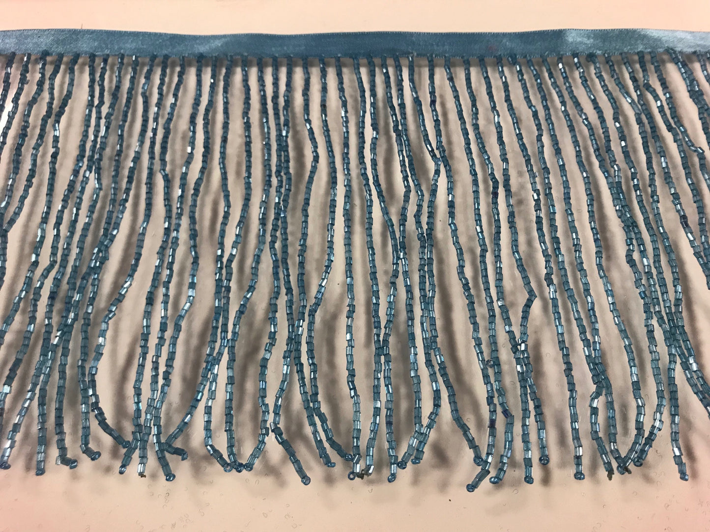 6/6.5" BLUE Glass BUGLE Bead Beaded Fringe Lamp Costume Trim