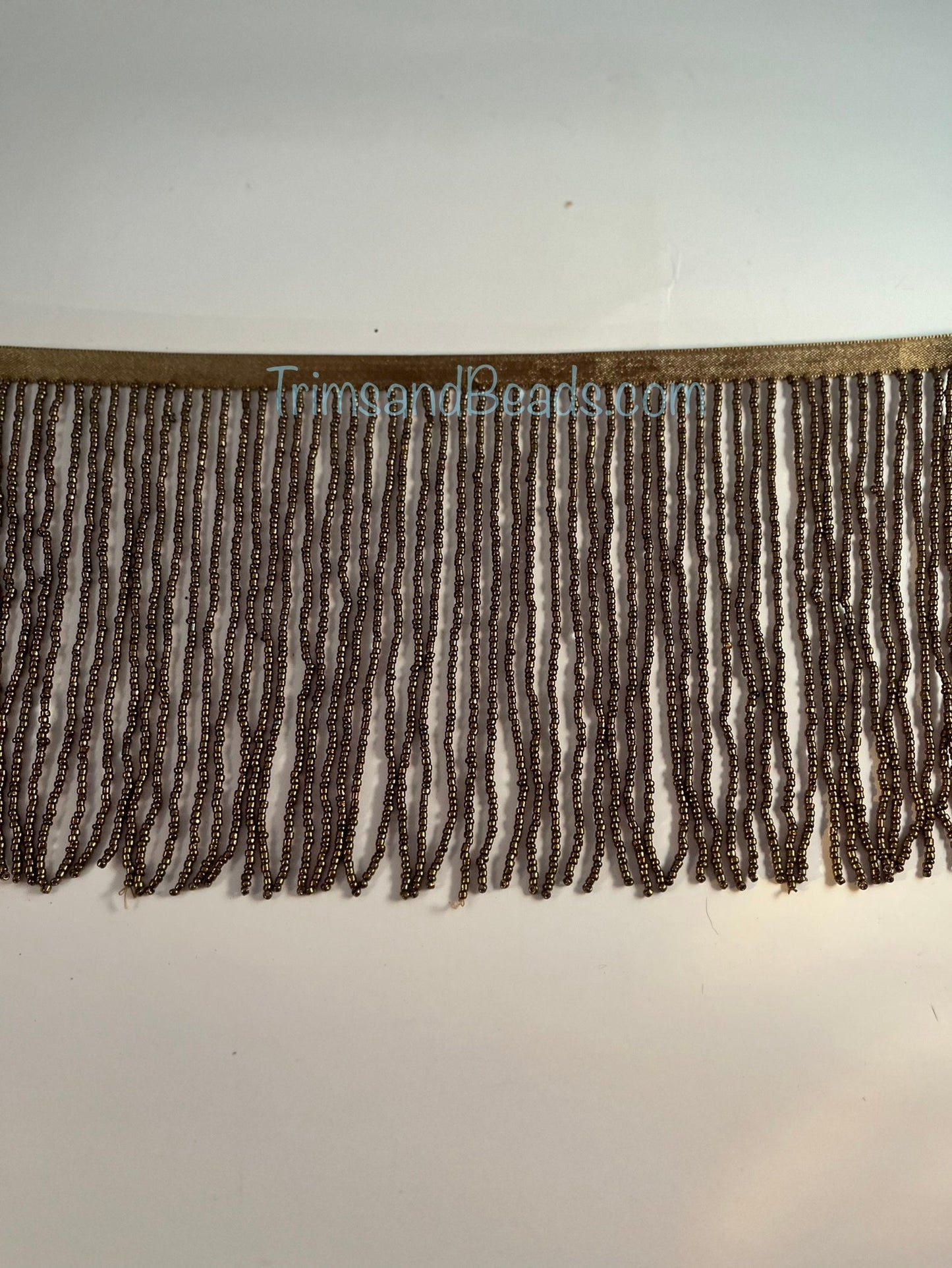 6/6.5" Opaque Metallic Bronze Glass SEED Bead Beaded Fringe  Lamp Costume Trim