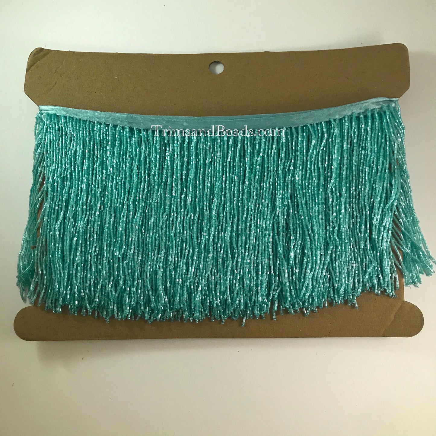5 Yard Bolt 6" TURQUOISE Glass BUGLE Bead Beaded Fringe Lamp Costume Trim