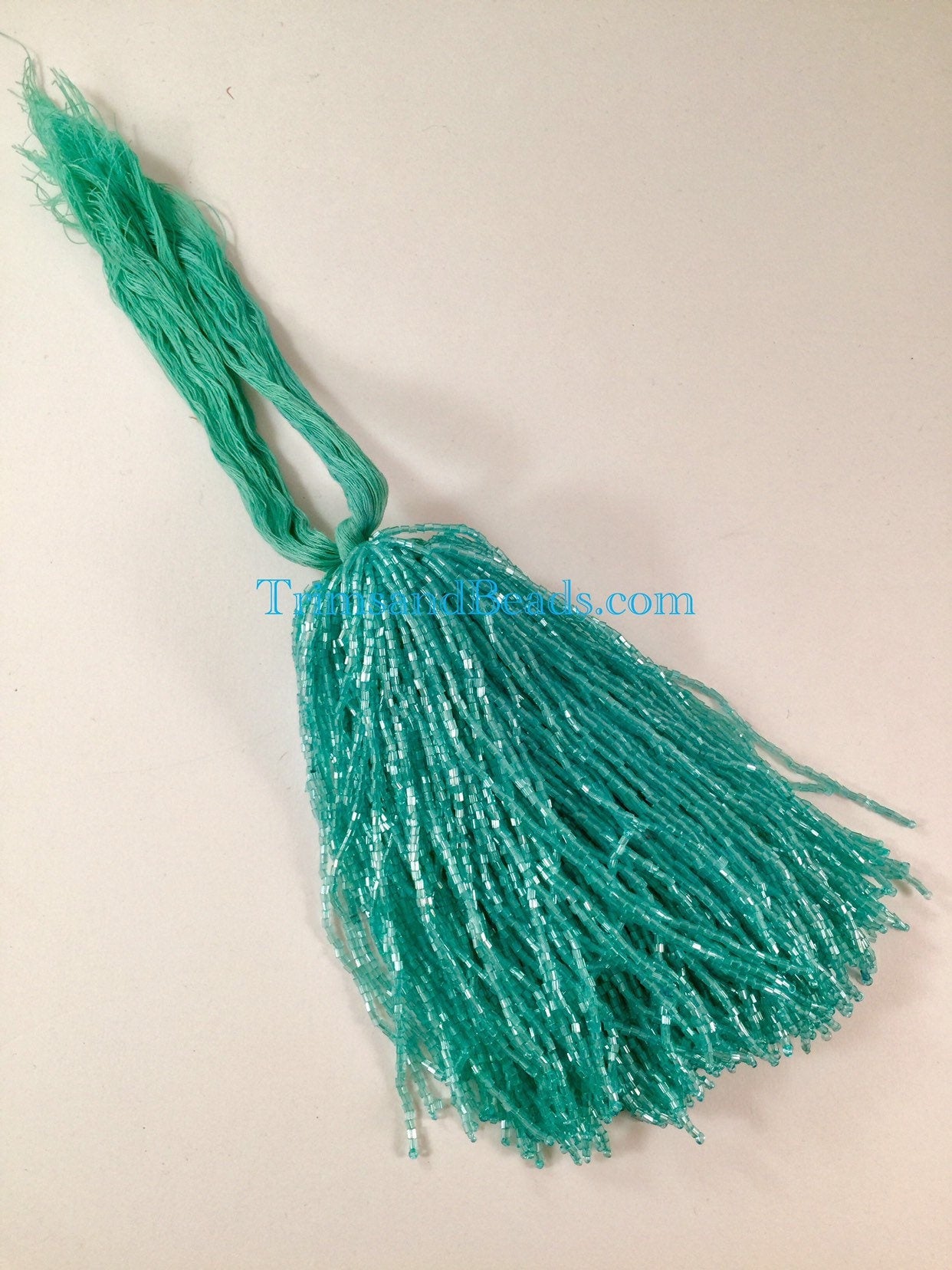 100 Pieces TURQUOISE Droppers Individual 6 Inch Glass BUGLE Bead Fringe Strands for Hand Sewing