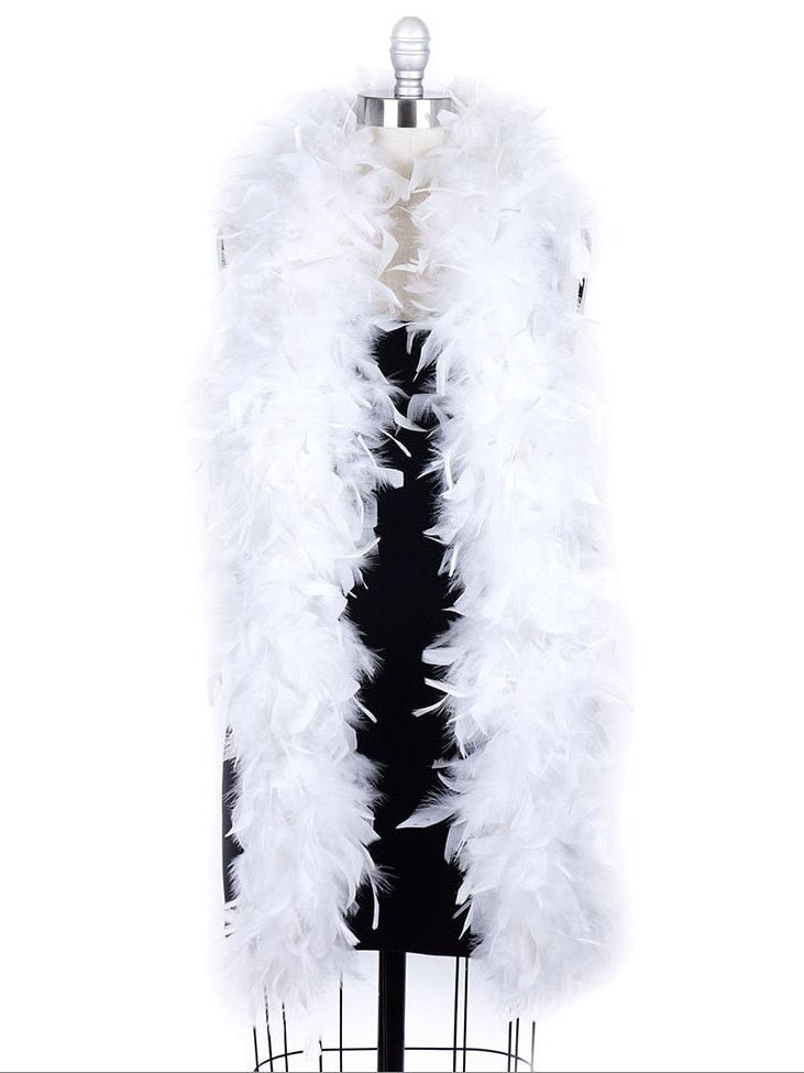 SALE-Thick 120g Chandelle Feather Boa WHITE 6 ft Costume/Craft Making