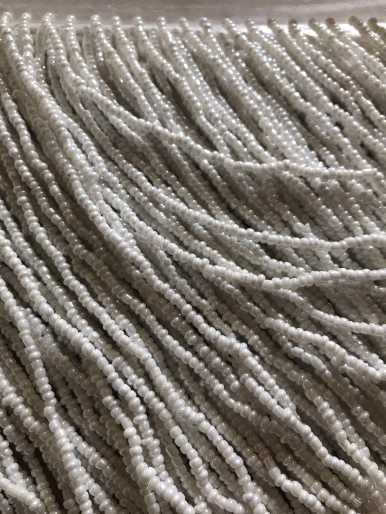 4" WHITE Glass SEED Bead Beaded Fringe Lamp Costume Trim