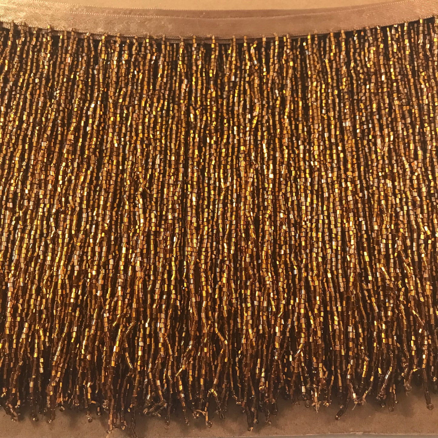 5 yard bolt-6.5/6" METALLIC COPPER Glass BUGLE Bead Beaded Fringe Lamp Costume Trim