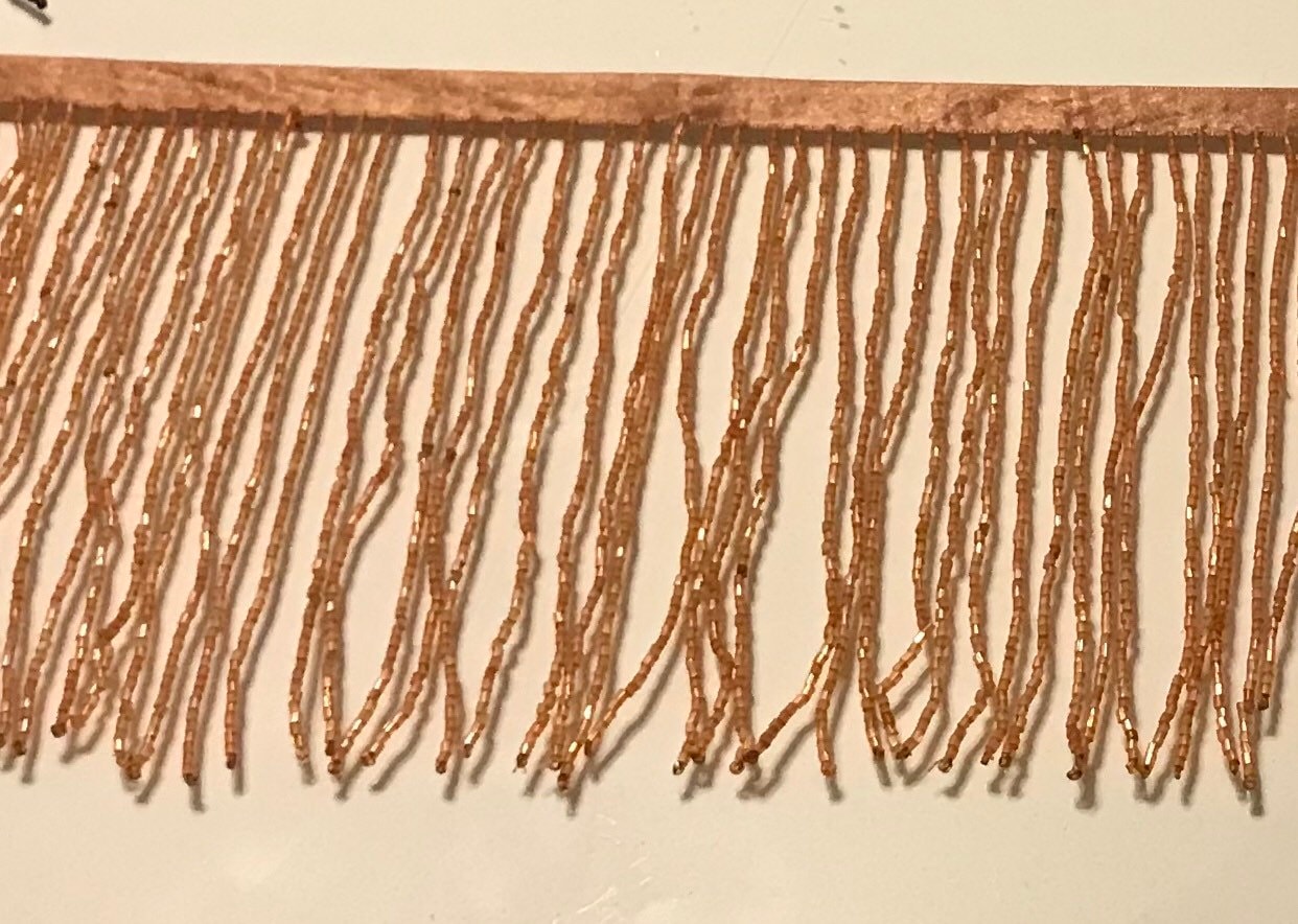 6.5/6" COPPER Glass BUGLE Bead Beaded Fringe Lamp Costume Trim