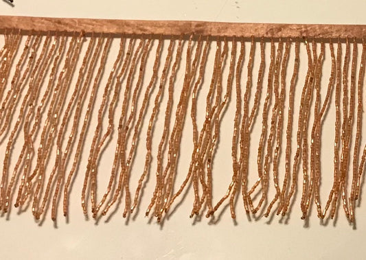 6.5/6" COPPER Glass BUGLE Bead Beaded Fringe Lamp Costume Trim