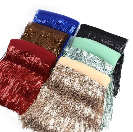 8” Sequin Fringe on Mesh