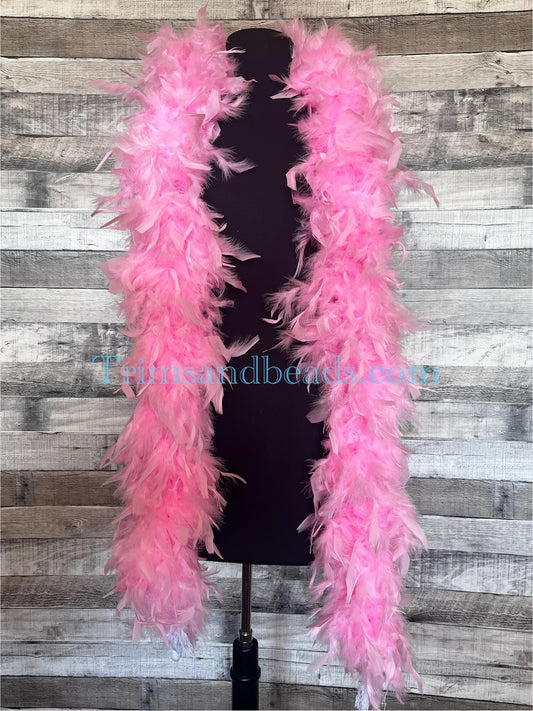 SALE-Thick 120g Chandelle Feather Boa PINK 6 ft Costume/Craft Making