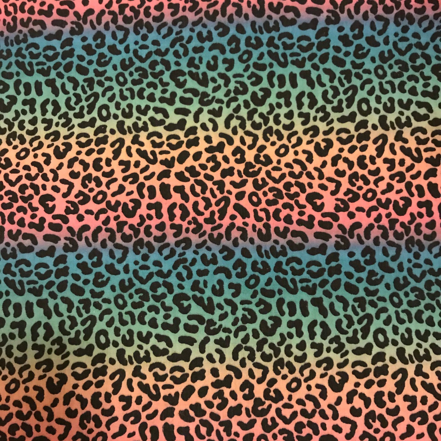CLEARANCE-Rainbow Leopard Print Poly Cotton Fabric