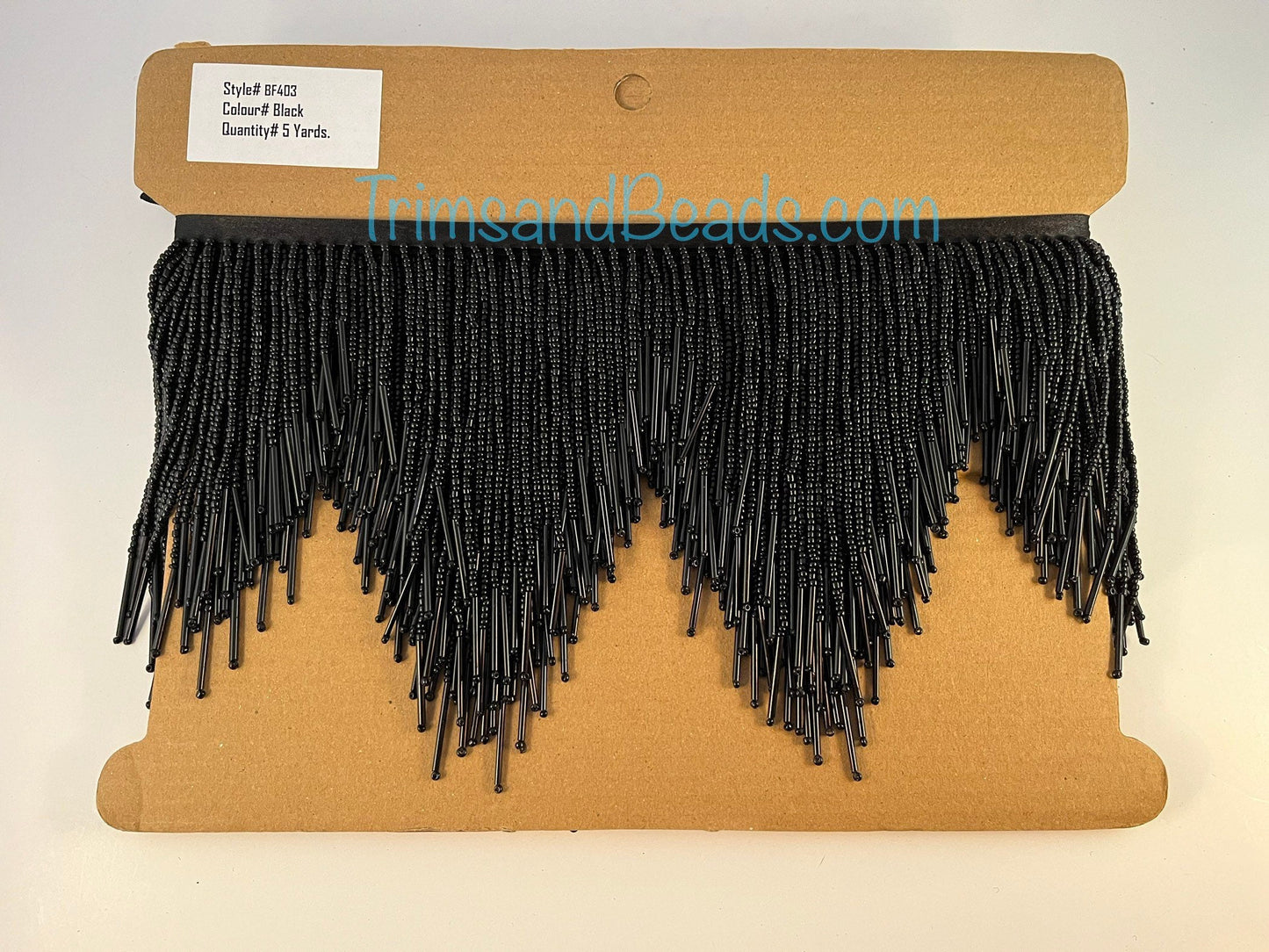 5 Yard BOLT 6" Black Glass SEED and Bugle Bead Beaded Fringe CHEVRON Lamp Costume Trim Variegated