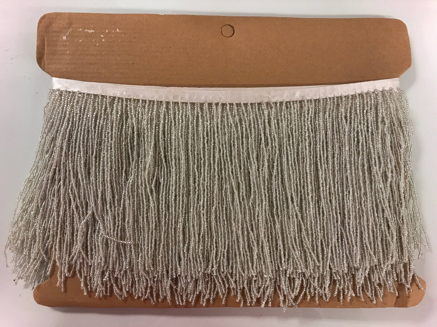 6" Clear Silver Glass SEED Bead Beaded Fringe Lamp Costume Trim
