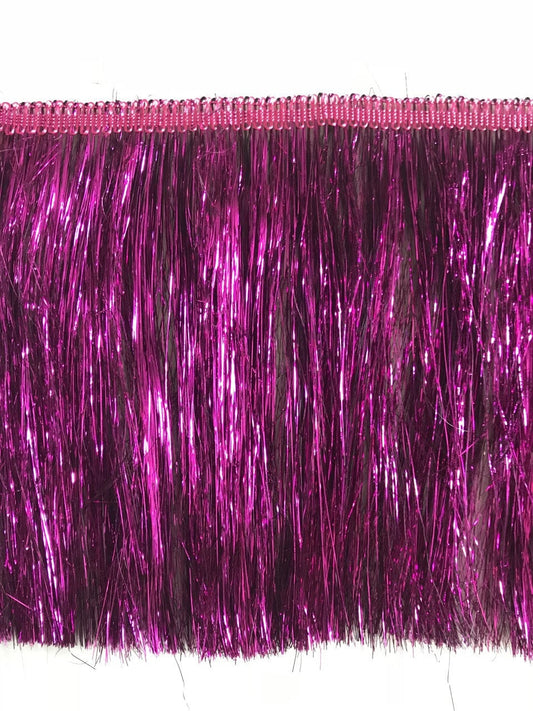 By the Yard-8" Fuchsia Metallic Lurex Fringe