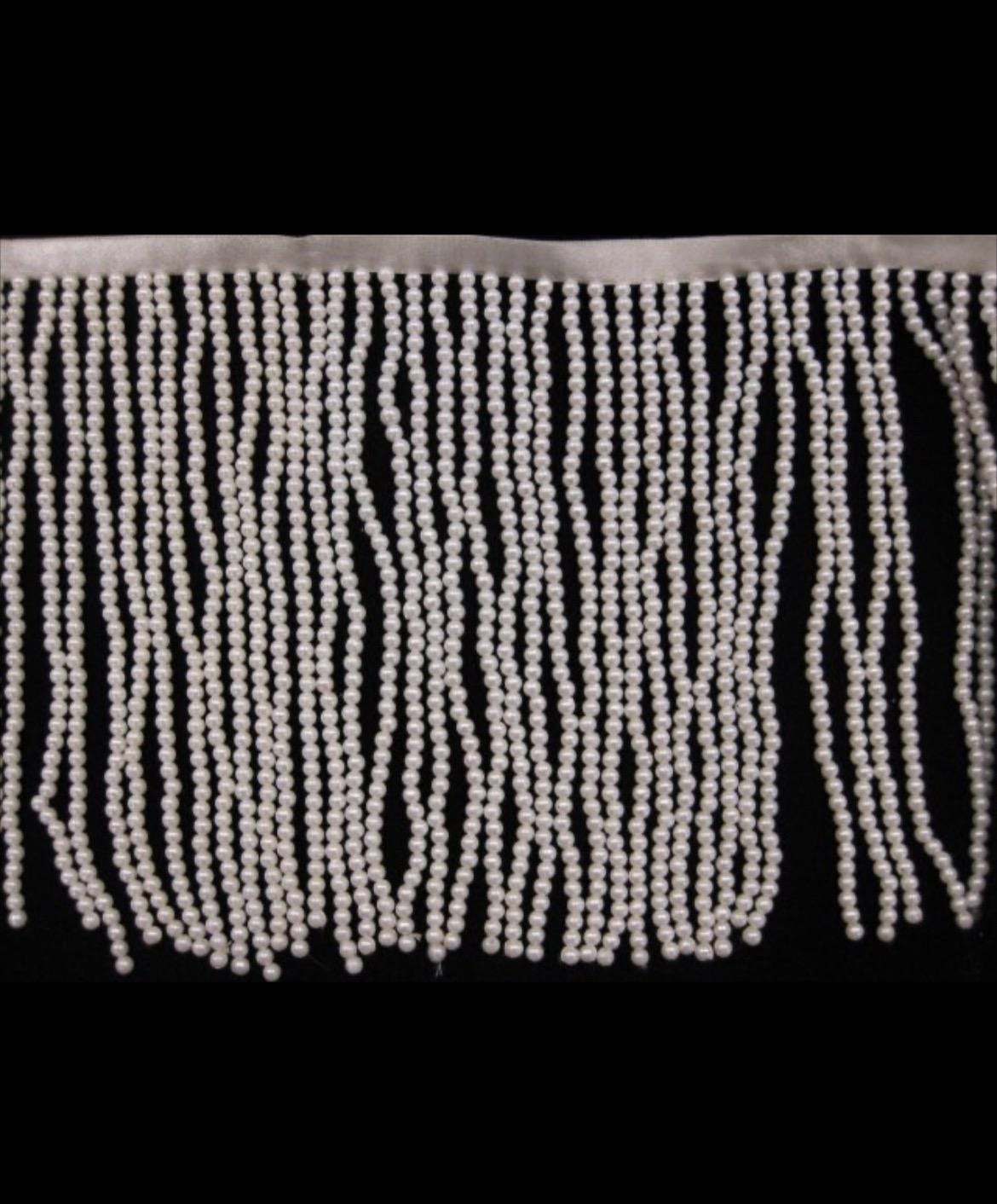 6" 4mm Pearl Beaded Fringe Lampshade Lamp Costume Trim Bridal Wedding Choose Length
