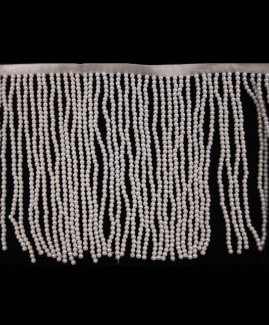 6" 4mm Pearl Beaded Fringe Lampshade Lamp Costume Trim Bridal Wedding Choose Length