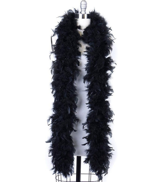 SALE-Thick 120g Chandelle Feather Boa BLACK 6 ft Costume/Craft Making