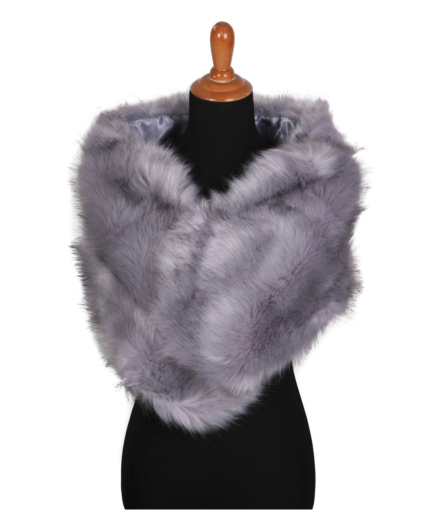 Gray Faux Fur Satin Lined Bridal Wedding Dress Wrap 8909