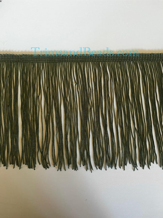 By the Yard-6" OLIVE GREEN Chainette Fabric Fringe Lampshade Lamp Costume Trim
