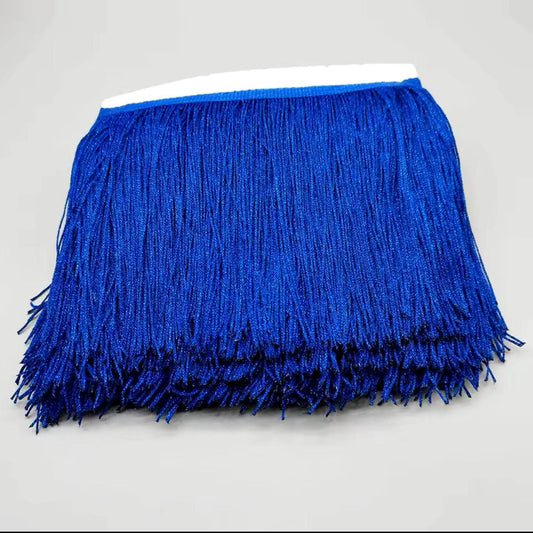 By the Yard-6" METALLIC ROYAL BLUE Chainette Fabric Fringe Lampshade Lamp Costume Trim