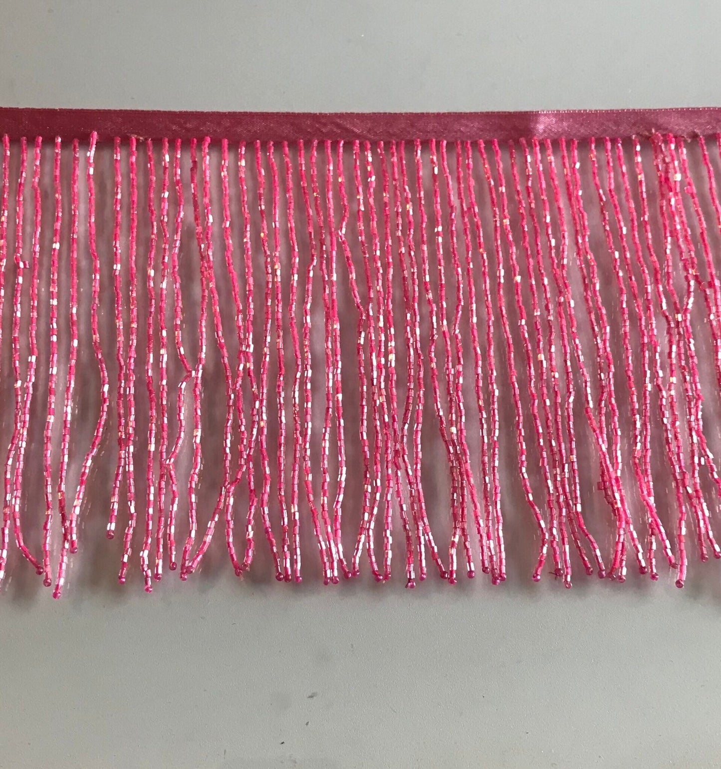 5 yard bolt 6.5/6" HOT PINK Neon Glass BUGLE Bead Beaded Fringe Lamp Costume Trim