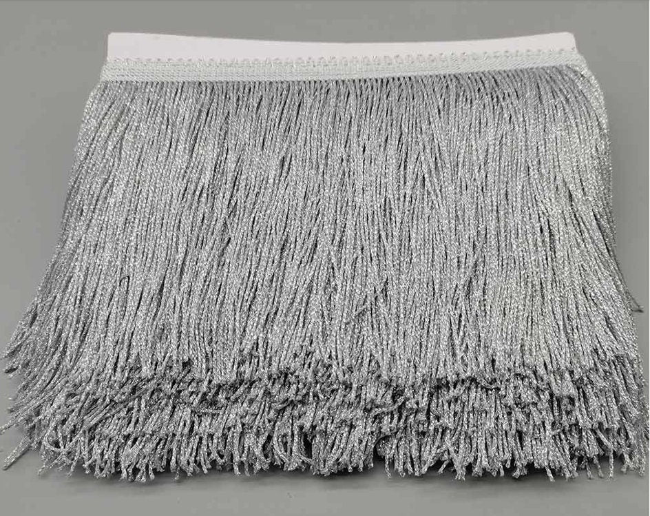 By the Yard-6" METALLIC SILVER Chainette Fabric Fringe Lampshade Lamp Costume Trim