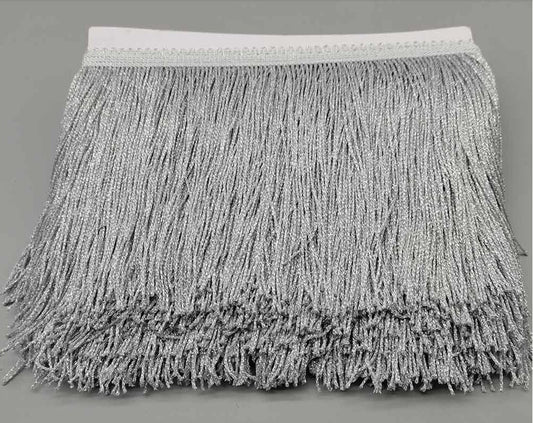 By the Yard-6" METALLIC SILVER Chainette Fabric Fringe Lampshade Lamp Costume Trim