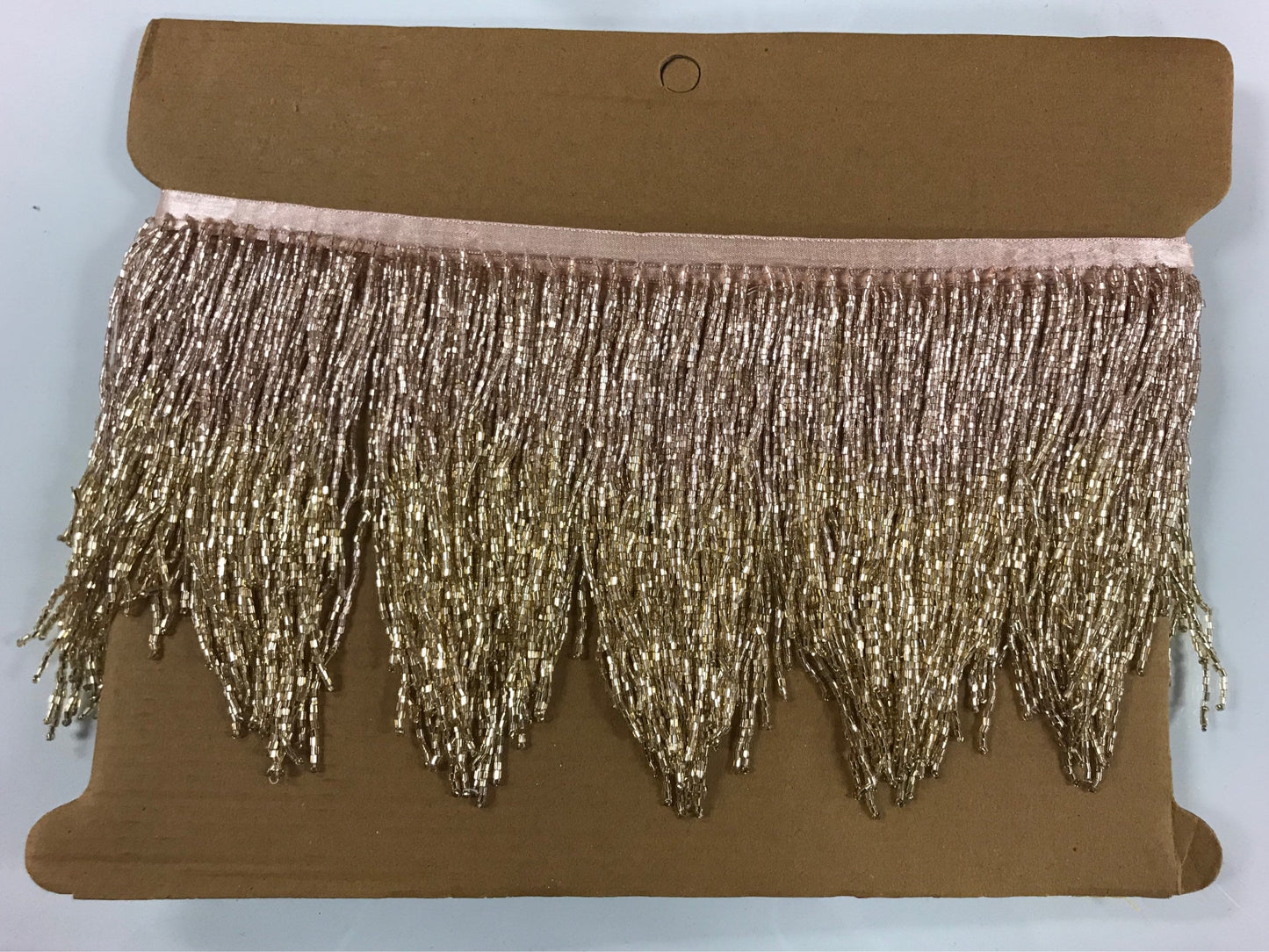 5 Yard Bolt- 6/6.5" Rose Gold/Gold Ombre Ombré CHEVRON Glass BUGLE Bead Beaded Fringe Lamp Costume Trim Variegated