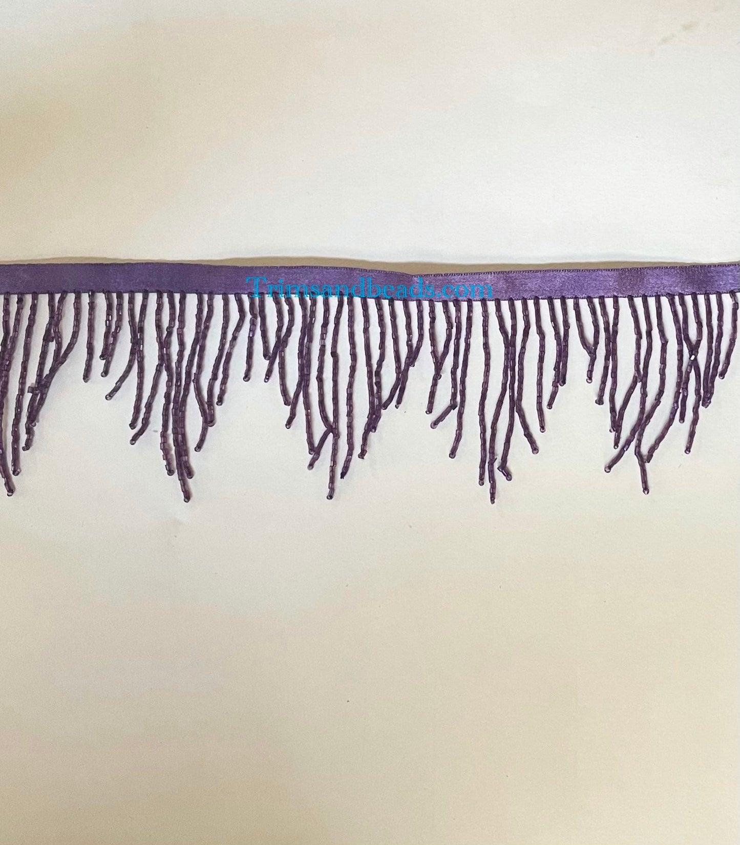 3" PURPLE Glass CHEVRON Bugle Bead Beaded Ombre Fringe Lamp Costume Trim Variegated
