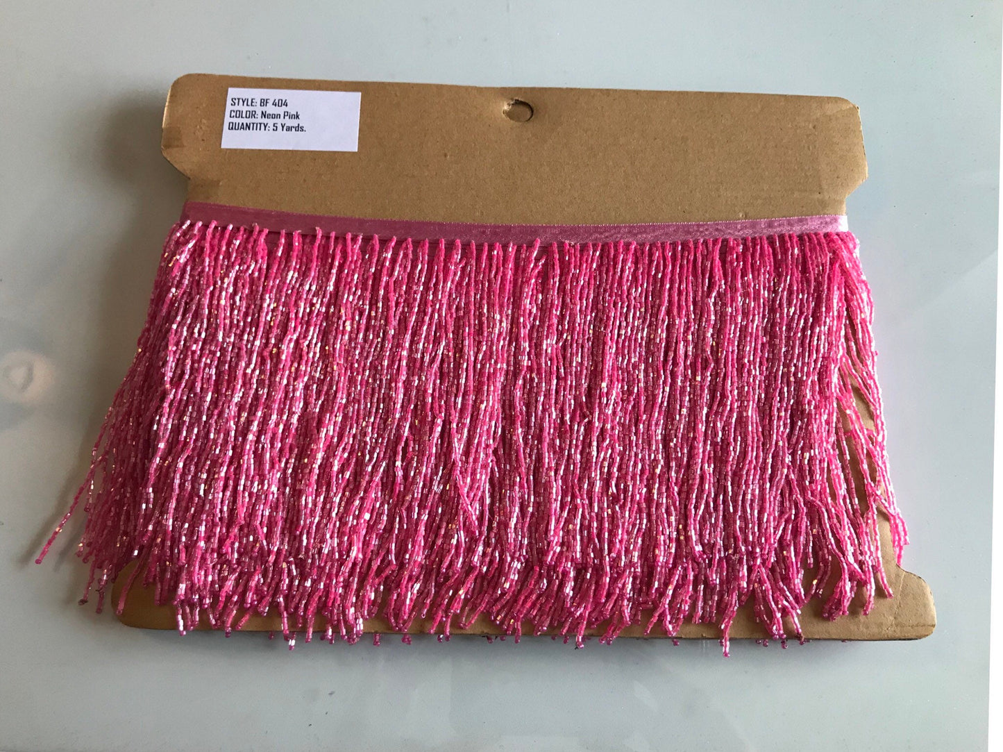 5 yard bolt 6.5/6" HOT PINK Neon Glass BUGLE Bead Beaded Fringe Lamp Costume Trim