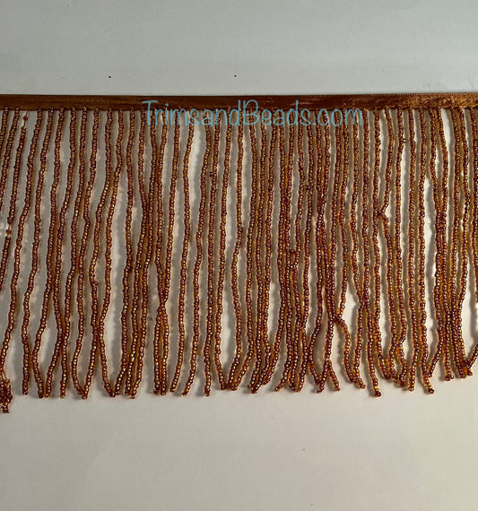 6/6.5" COPPER Glass SEED Bead Beaded Fringe  Lamp Costume Trim