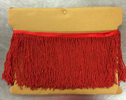 5 Yard Bolt 6.5" Red Glass Seed Bead Beaded Fringe Lamp Costume Trim