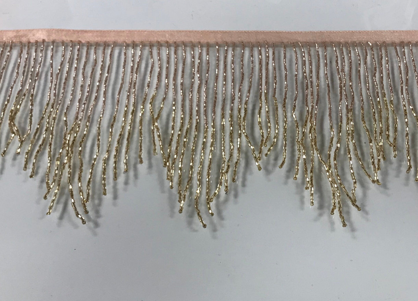 5 Yard Bolt- 6/6.5" Rose Gold/Gold Ombre Ombré CHEVRON Glass BUGLE Bead Beaded Fringe Lamp Costume Trim Variegated