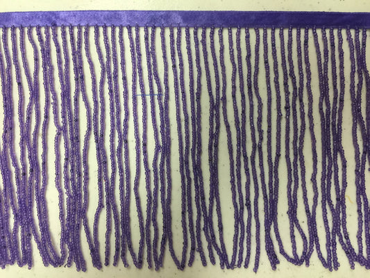 6/6.5" PURPLE Glass SEED Bead Beaded Fringe Lamp Costume Trim