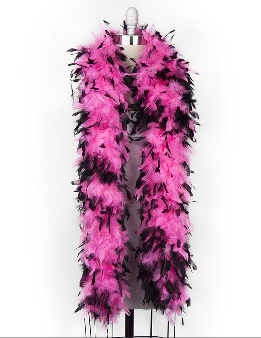 Thick 120g Chandelle Feather Boa HoT PINK/BLACK Tipped 6 ft Costume/Craft Making