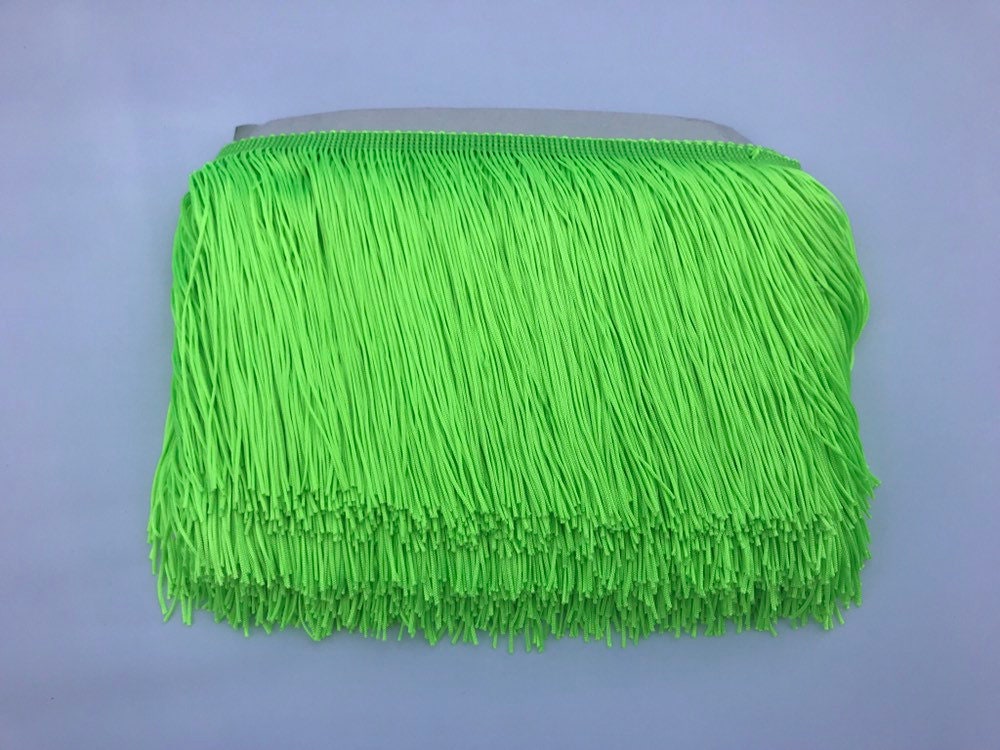 10 Yard Bolt-6" NEON LIME GREEN Chainette Fabric Fringe Lampshade Lamp Costume Trim