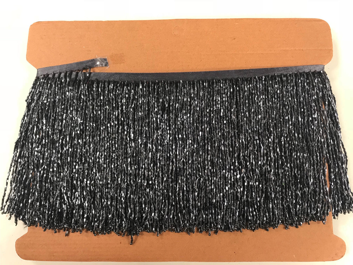 5 yard bolt 6.5/6" GUNMETAL GRAY Glass BUGLE Bead Beaded Fringe Lamp Costume Trim