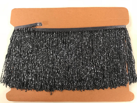 5 yard bolt 6.5/6" GUNMETAL GRAY Glass BUGLE Bead Beaded Fringe Lamp Costume Trim