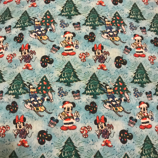 Mickey and Minnie Christmas Poly Cotton Blend Fabric