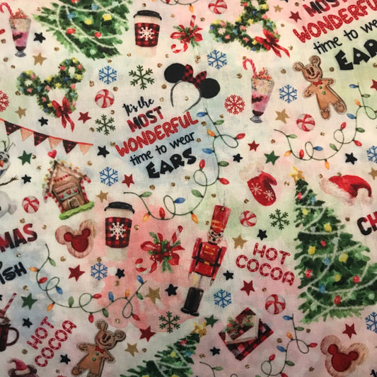 56" Christmas Mix Poly Cotton Blend Fabric